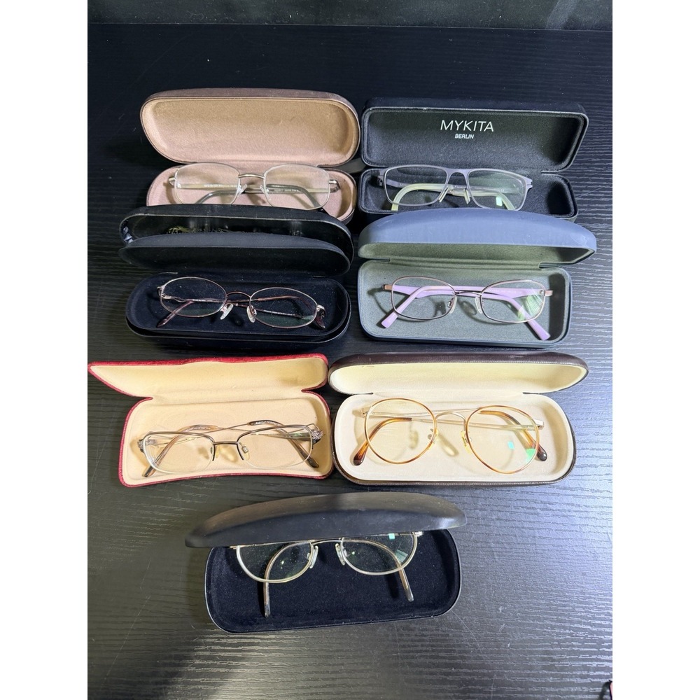 Lot of 7 Vintage Eyeglasses Frames MYKITA Calvin Klein EasyClip w Cases